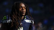Oct 6, 2024; Seattle, Washington, USA; Seattle Seahawks wide receiver Laviska Shenault Jr. (1) returns to the locker room following pregame warmups against the New York Giants at Lumen Field.