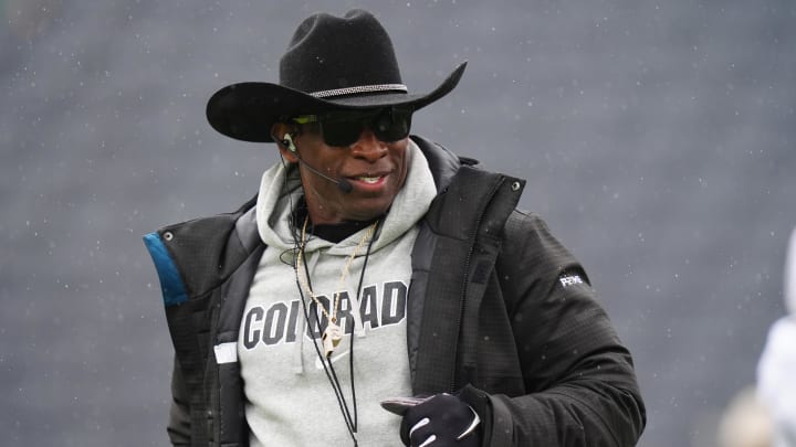 Apr 27, 2024; Boulder, CO, USA; Colorado Buffaloes head coach Deion Sanders during a spring game event at Folsom Field. Mandatory Credit: Ron Chenoy-USA TODAY Sports