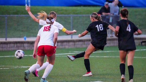 Wisconsin high school girls soccer: Muskego's Klara Muench scores the winning goal during the Division 1 state title  game.