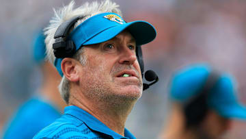 Jacksonville Jaguars head coach Doug Pederson looks on during the fourth quarter of an NFL football matchup Sunday, Sept. 15, 2024 at EverBank Stadium in Jacksonville, Fla. The Browns defeated the Jaguars 18-13. [Corey Perrine/Florida Times-Union]