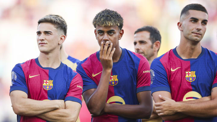 Lamine Yamal (centre) won Euro 2024 with Spain this summer