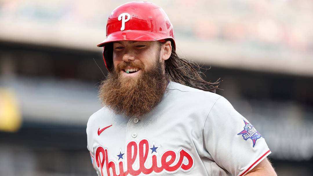 Jul 11, 2026; Detroit, Michigan, USA; Philadelphia Phillies left fielder Brandon Marsh (16) looks on after an at bat in the first inning against the Detroit Tigers at Comerica Park. Mandatory Credit: Brian Bradshaw Sevald-Imagn Images