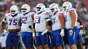 Boise State offensive tackle Kage Casey (77) will enter 2026 NFL Draft.