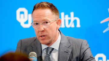 Thunder general manager Sam Presti speaks during an introductory press conference for the 2024 Thunder draft picks at Oklahoma Contemporary Arts Center in Oklahoma City, Saturday, June, 29, 2024.