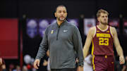 Nov 29, 2024; Orlando, Florida, USA; Minnesota Golden Gophers head coach Ben Johnson looks on against the Wake Forest Demon Deacons in the second half at ESPN Wide World of Sports Complex. Mandatory Credit: Nathan Ray Seebeck-Imagn Images