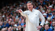 Feb 10, 2024; Lawrence, Kansas, USA; Kansas Jayhawks coach Bill Self on the side line during the first half against the Baylor Bears at Allen Fieldhouse. Mandatory Credit: William Purnell-Imagn Images
