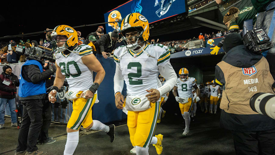 Green Bay Packers quarterback Malik Willis takes to the field before their game against the Chicago Bears.