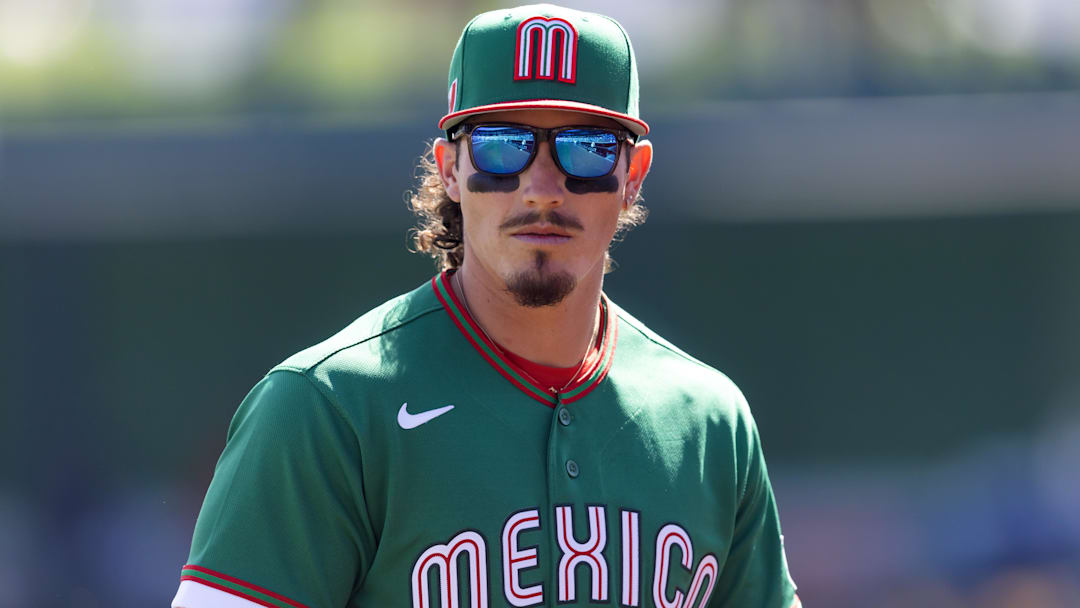 Mar 4, 2026; Glendale, AZ, USA; Team Mexico outfielder Jarren Duran against the Los Angeles Dodgers during a spring training game at Camelback Ranch. Mandatory Credit: Mark J. Rebilas-Imagn Images Mar 4, 2026; Glendale, AZ, USA; Team Mexico outfielder Jarren Duran against the Los Angeles Dodgers during a spring training game at Camelback Ranch. Mandatory Credit: Mark J. Rebilas-Imagn Images