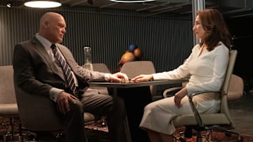 (L-R): Wilson Fisk/Kingpin (Vincent D'Onofrio) and Vanessa Fisk (Ayelet Zurer) in Marvel Television's DAREDEVIL: BORN AGAIN, exclusively on Disney+. Photo by Giovanni Rufino. © 2025 MARVEL.