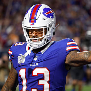 Buffalo Bills wide receiver Gabe Davis (13) scored on this 4-yard pass.