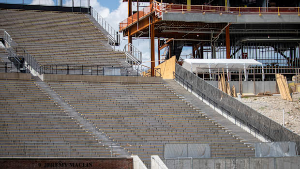 Construction continues on the north side of Faurot Field one week before the start of the 2025-25 football season.