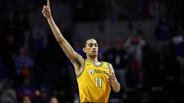 Missouri Tigers forward Trent Pierce (11) celebrates after a bucket, in a game versus the Florida Gators this season.