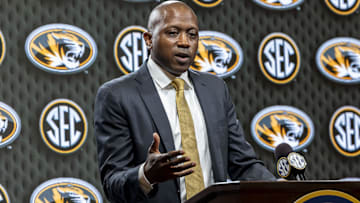 Missouri Tigers head coach Dennis Gates talks with the media during SEC Media Days prior to this season.