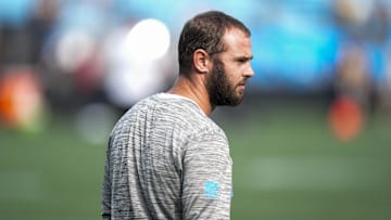 Aug 21, 2025; Charlotte, North Carolina, USA; Carolina Panthers wide receiver Hunter Renfrow (13) during pregame warmups against the Pittsburgh Steelers at Bank of America Stadium. Mandatory Credit: Jim Dedmon-Imagn Images