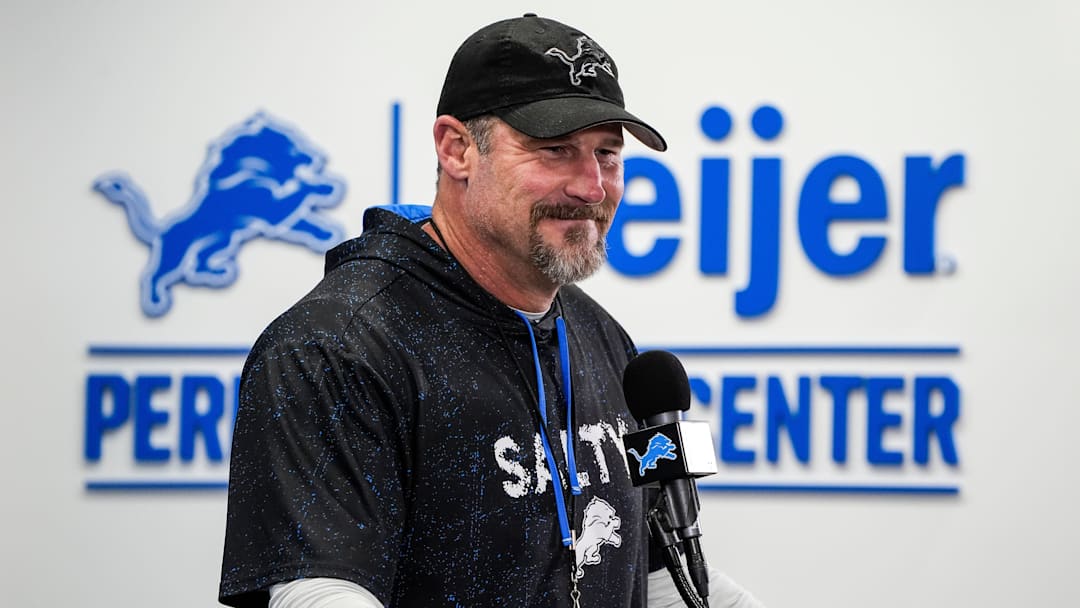 Detroit Lions head coach Dan Campbell speaks at Meijer Performance Center in Allen Park on Friday, Jan.3, 2025.