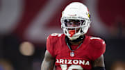 Nov 3, 2024; Glendale, Arizona, USA; Arizona Cardinals cornerback Max Melton (16) against the Chicago Bears  at State Farm Stadium. Mandatory Credit: Mark J. Rebilas-Imagn Images
