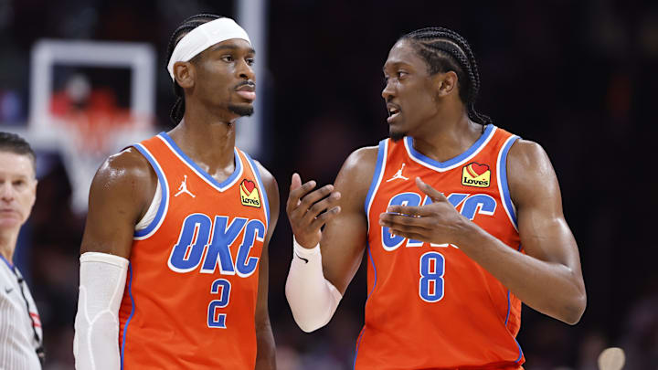 Oklahoma City Thunder guard Shai Gilgeous-Alexander (2) and forward Jalen Williams.