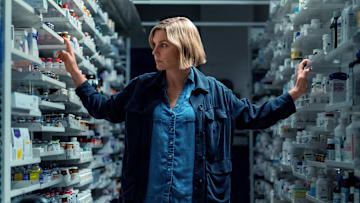 Rhea Seehorn in "Pluribus," now streaming on Apple TV.