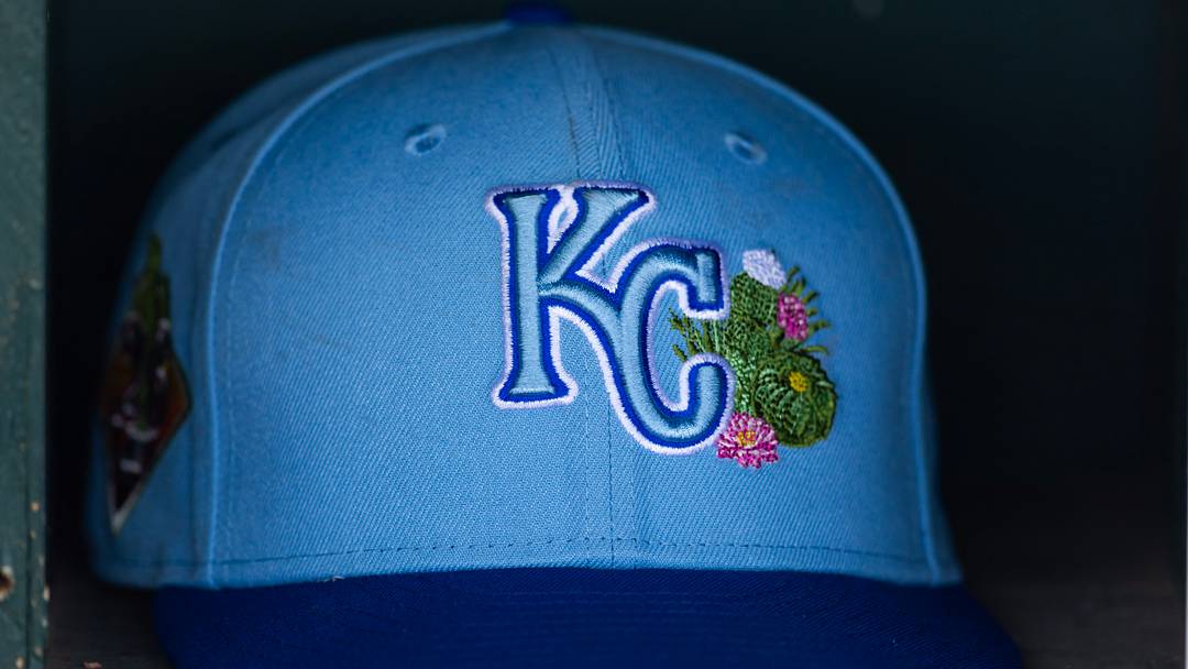 Feb 25, 2026; Surprise, Arizona, USA; Detailed view of a Kansas City Royals spring training baseball hat during a game at Surprise Stadium. Mandatory Credit: Mark J. Rebilas-Imagn Images Feb 25, 2026; Surprise, Arizona, USA; Detailed view of a Kansas City Royals spring training baseball hat during a game at Surprise Stadium. Mandatory Credit: Mark J. Rebilas-Imagn Images