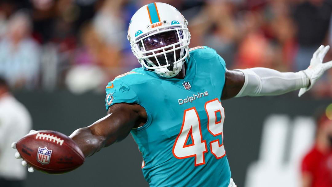 Miami Dolphins linebacker Sam Eguavoen is the last player to wear the number 49 in a regular season game for the team.