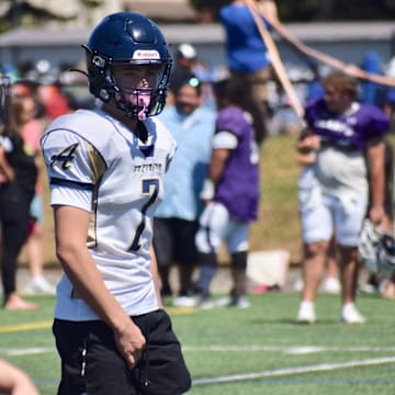 Arlington quarterback Leyton Martin participates at the PLU 11v11 Football Showcase on Wednesday in Parkland.