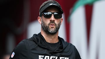 Philadelphia Eagles head coach Nick Sirianni enters the field prior to the game against the Tampa Bay Buccaneers at Raymond James Stadium.