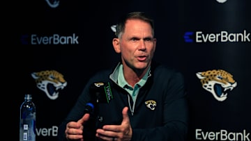 Jacksonville Jaguars general manager Trent Baalke speaks during a press conference Friday, April 26, 2024 at EverBank Stadium’s Miller Electric Center in Jacksonville, Fla. Jacksonville Jaguars selected LSU’s wide receiver Brian Thomas Jr. as the 23rd overall pick in last night’s NFL Draft. [Corey Perrine/Florida Times-Union]