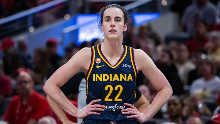 Jul 18, 2026; Indianapolis, Indiana, USA; Indiana Fever guard Caitlin Clark (22) in the second half against the New York Liberty at Gainbridge Fieldhouse. Mandatory Credit: Trevor Ruszkowski-Imagn Images