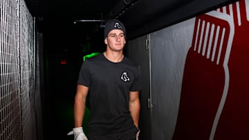 Top Red Sox prospect Roman Anthony walks toward the batting cage Tuesday at Fenway Park.