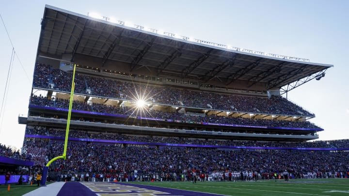 Nov 25, 2023; Seattle, Washington, USA; General view of   Alaska Airlines Field at Husky Stadium during the second quarter of a game between the Washington State Cougars and Washington Huskies. Mandatory Credit: Joe Nicholson-USA TODAY Sports