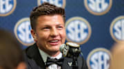 Jul 14, 2025; Atlanta, GA, USA; Vanderbilt Commodores quarterback Diego Pavia answers media day questions during SEC Media Day at Omni Atlanta Hotel. Mandatory Credit: Jordan Godfree-Imagn Images