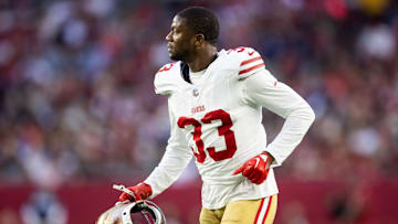 Jan 5, 2025; Glendale, Arizona, USA; San Francisco 49ers cornerback Rock Ya-Sin (33) against the Arizona Cardinals at State Farm Stadium.