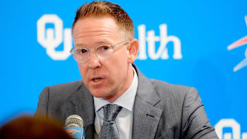 Thunder general manager Sam Presti speaks during an introductory press conference for the 2024 Thunder draft picks at Oklahoma Contemporary Arts Center in Oklahoma City, Saturday, June, 29, 2024.