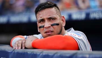Houston Astros third baseman Isaac Paredes (15) looks on