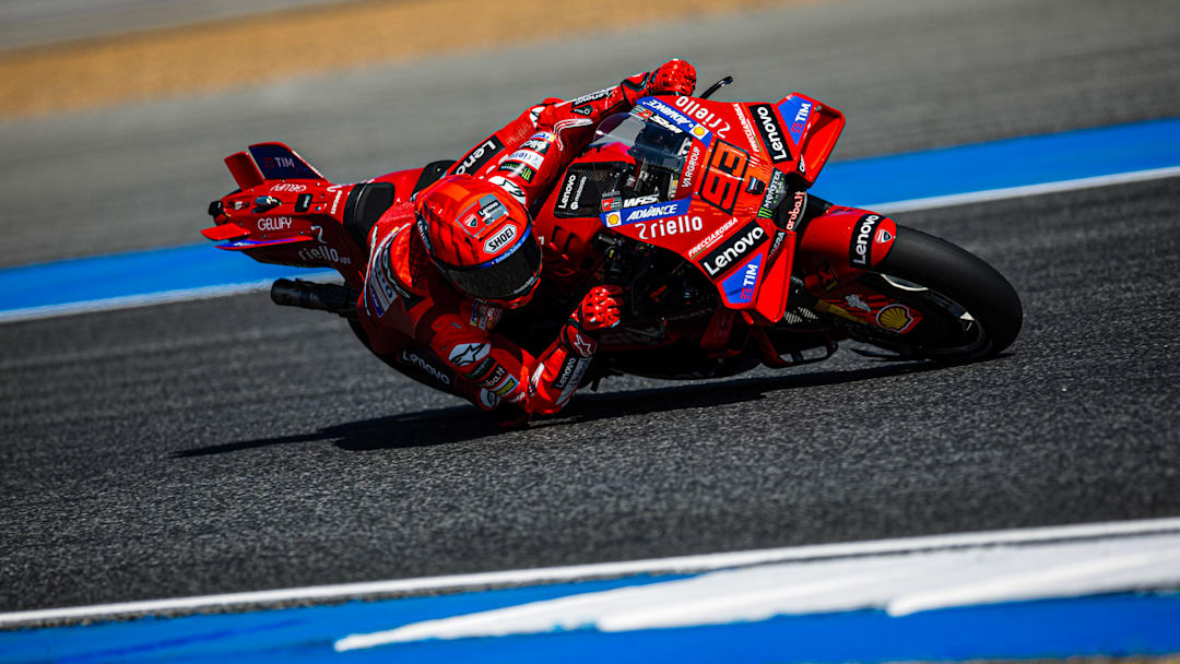 Marc Marquez sails through a turn in MotoGP