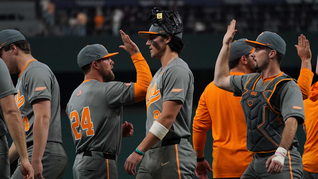 Feb 28, 2026; Arlington, TX, USA; Tennessee Volunteers against Arizona State Sun Devils during the Amegy Bank College Baseball Series at Globe Life Field. Mandatory Credit: Dustin Safranek-Imagn Images Feb 28, 2026; Arlington, TX, USA; Tennessee Volunteers against Arizona State Sun Devils during the Amegy Bank College Baseball Series at Globe Life Field. Mandatory Credit: Dustin Safranek-Imagn Images