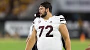 Mississippi State Bulldogs offensive lineman Canon Boone (72) against the Arizona State Sun Devils at Mountain America Stadium.