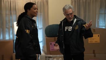 L-R: Aisha Tyler as Dr. Tara Lewis and Joe Mantegna as David Rossi in Criminal Minds: Evolution, episode 3, season 17 streaming on Paramount+, 2024. Photo Credit: Michael Yarish /Paramount+