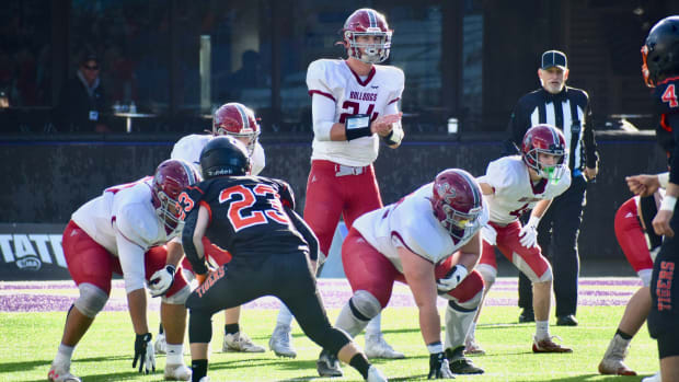 Carter Kuchenbuch led Okanogan to WIAA Class 2B football championships last fall over Napavine in Seattle.