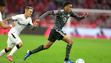Jamal Musiala beim Topspiel gegen Bayer Leverkusen
