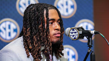 Jul 17, 2025; Atlanta, GA, USA; Texas A&M Aggies defensive back Will Lee III answers questions from the media during the SEC Media Days at Omni Atlanta Hotel. Mandatory Credit: Jordan Godfree-Imagn Images