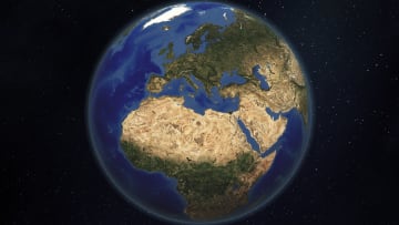WORLD GLOBE EARTH SERIES, MEDITERRANEAN: a satellite and 3d rendered image focused on the