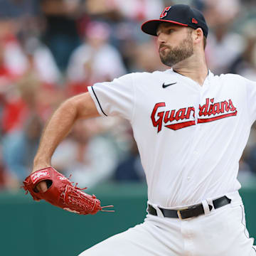 Sep 24, 2023; Cleveland, Ohio, USA; Cleveland Guardians relief pitcher Sam Hentges (31) pitches against the Baltimore Orioles during the fourth inning at Progressive Field.