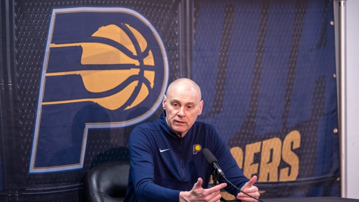 Mar 1, 2024; New Orleans, Louisiana, USA;  Indiana Pacers head coach Rick Carlisle talks to the media before the game against the New Orleans Pelicans at Smoothie King Center. Mandatory Credit: Stephen Lew-USA TODAY Sports