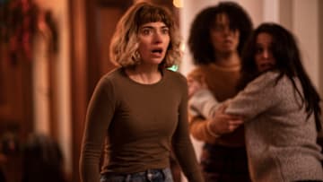 Riley (Imogen Poots), Kris (Aleyse Shannon) and Marty (Lily Donoghue) in Black Christmas