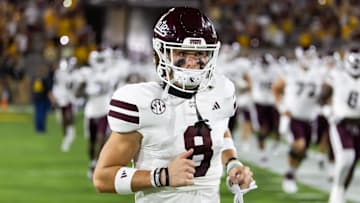 Sep 7, 2024; Tempe, Arizona, USA; Mississippi State Bulldogs wide receiver Creed Whittemore (8) against the Arizona State Sun Devils at Mountain America Stadium. Mandatory Credit: Mark J. Rebilas-Imagn Images