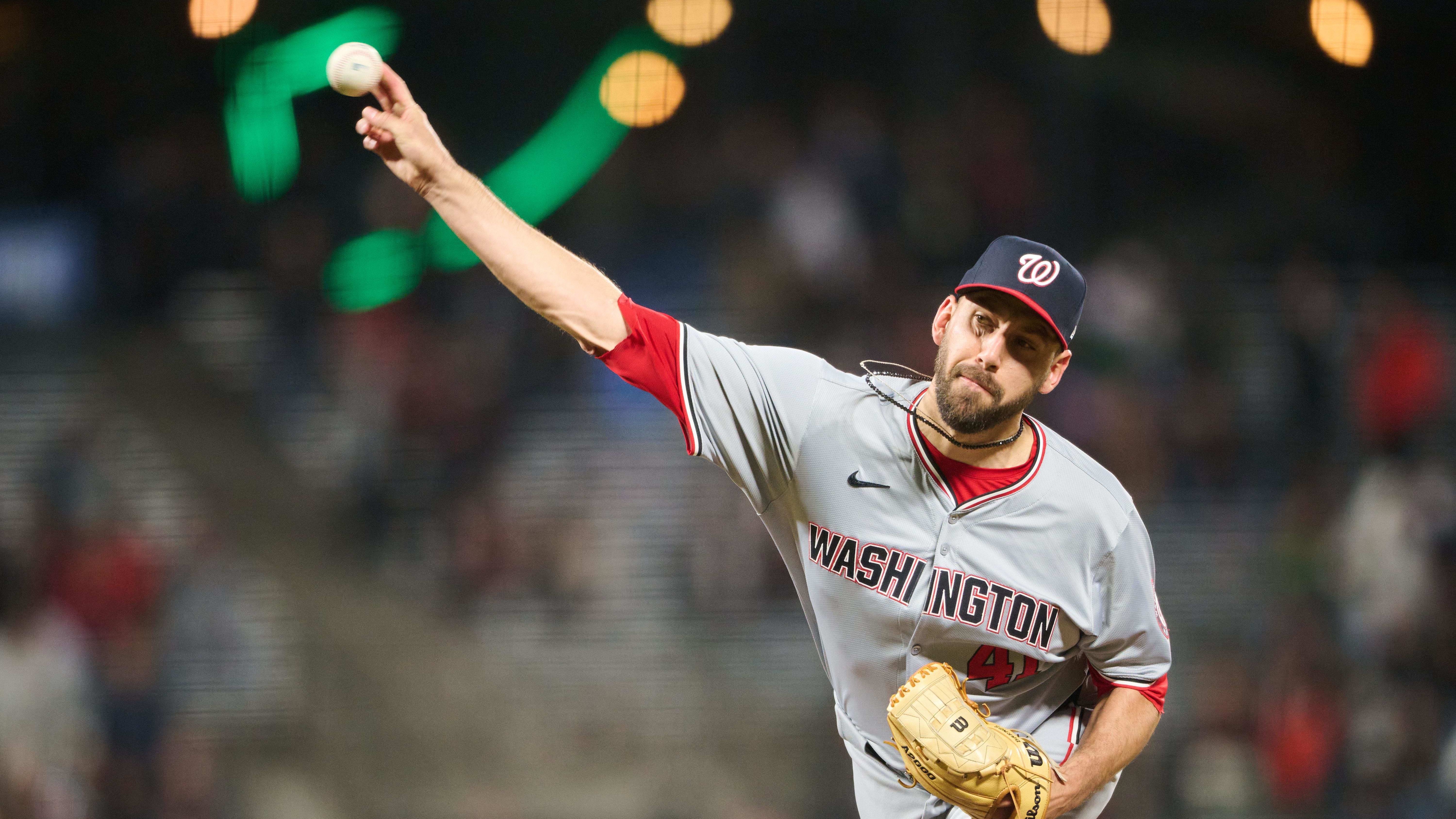 Apr 8, 2024; San Francisco, California, USA; Washington Nationals pitcher Matt Barnes (41) throws off the mound.