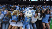 Nov 7, 2022; Chapel Hill, North Carolina, USA;  North Carolina Tar Heels fans get ready before the game against the North Carolina-Wilmington Seahawks at Dean E. Smith Center. Mandatory Credit: James Guillory-Imagn Images