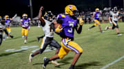 Bibb County's Antonious Steele (3) runs for a long touchdown that was called back due to a penalty against Opp at Bibb County High during the first round of the AHSAA high school football playoffs Friday Nov. 8, 2024.