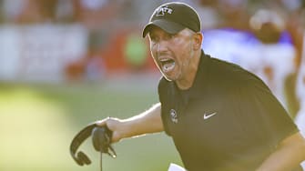 Sep 28, 2024; Houston, Texas, USA; Iowa State Cyclones head coach Matt Campbell reacts during the first quarter against the Houston Cougars at TDECU Stadium. Mandatory Credit: Thomas Shea-Imagn Images